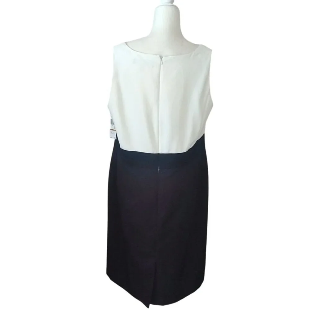 Nipon Boutique Women's 16W Colorblock Sleeveless Sheath Dress In Chocolate/White - Picture 3 of 15